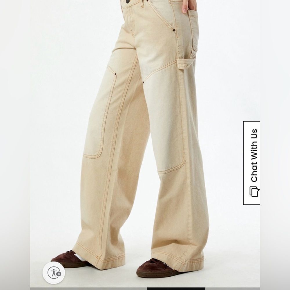 Pacsun beige High Rise Capri painter carpenter baggy relaxed fit pants jeans